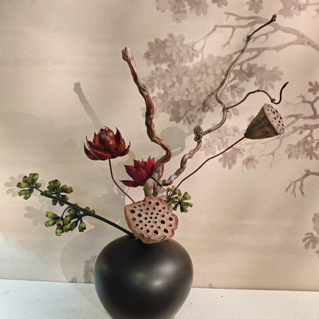 【连心】原创设计禅意中式插花桌面装饰干花永生花花束