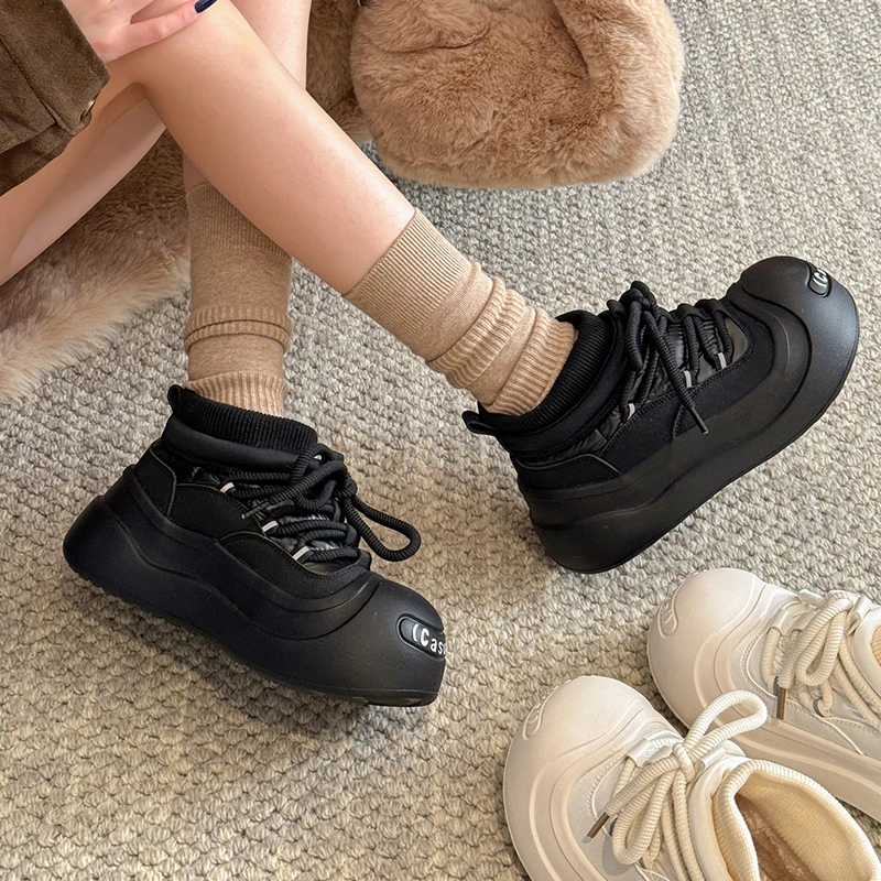 时尚洋气加绒保暖厚底雪地靴女2025新款秋冬高级感增高棉鞋短靴