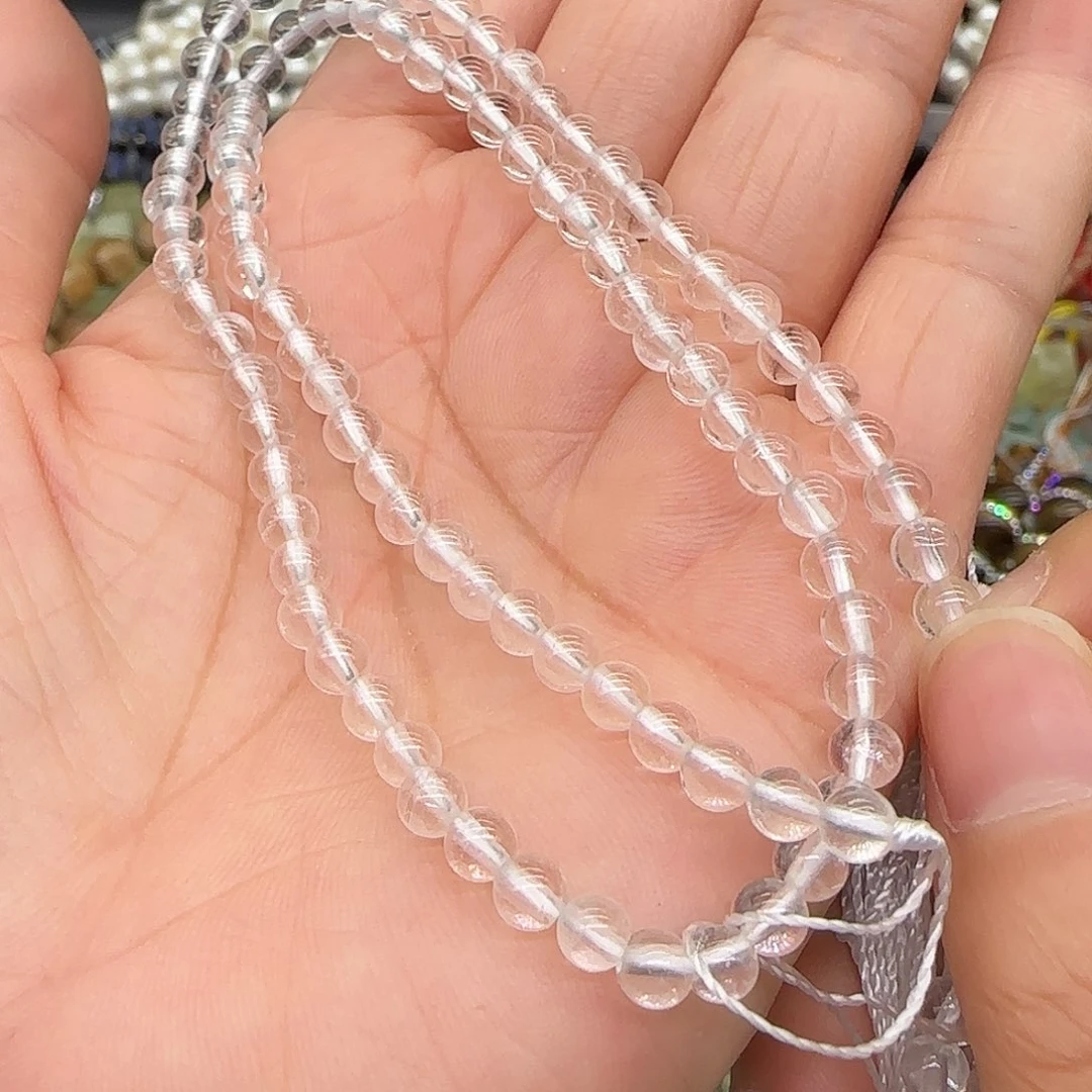 玛瑙/玉髓合金珠宝半成品白水晶4mm一条