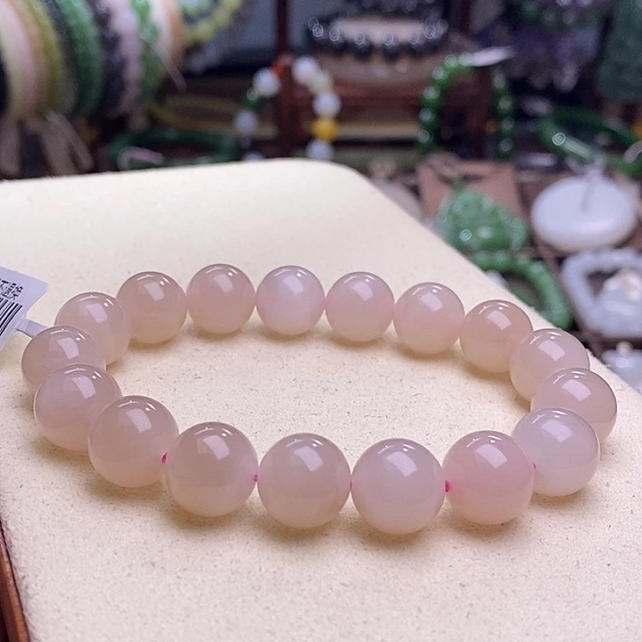 和田玉未镶嵌颈饰收藏级浓藕粉老矿料脂膏级红粉手串12