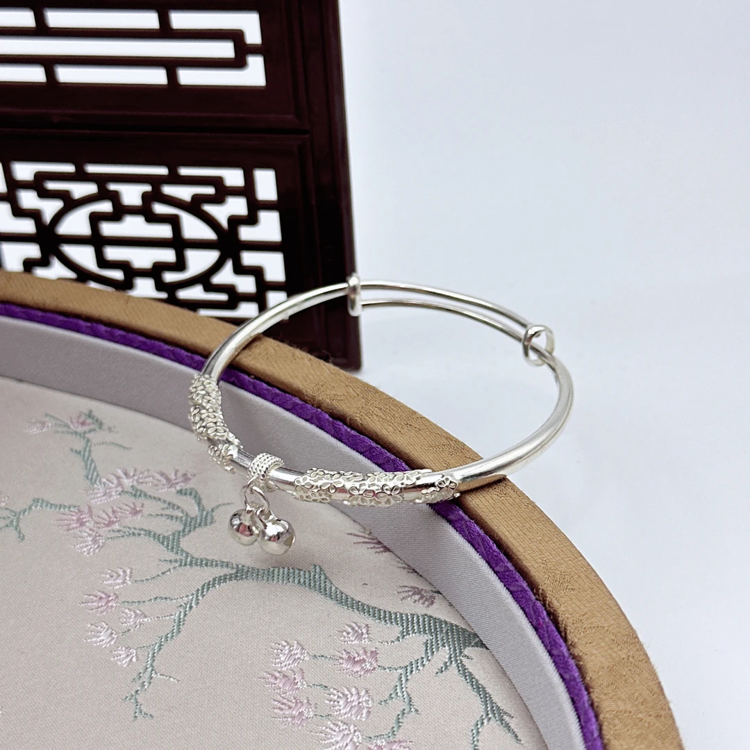 铜合金手镯 新款铃铛繁花丝手镯女设计感莲子莲蓬国风女友礼物