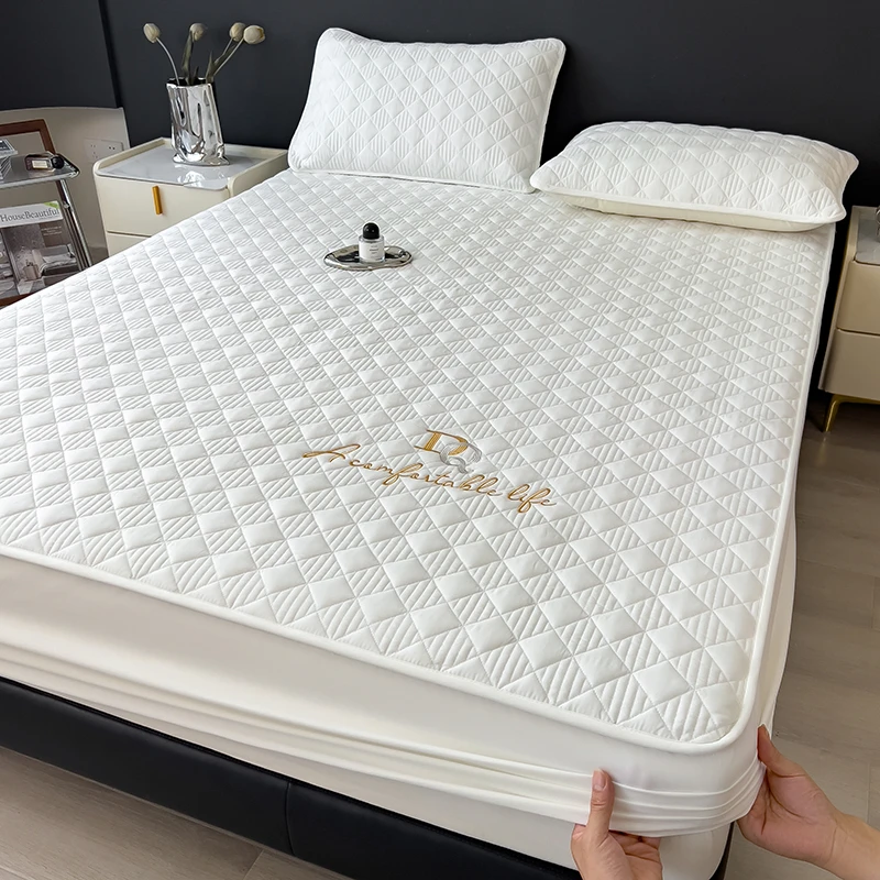 A类深眠系列防水隔脏刺绣夹棉床笠全包裹柔软舒适防滑床垫保护罩