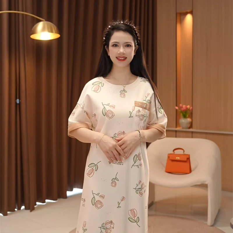 纯棉【郁金香~睡裙】舒适透气家居服睡裙
