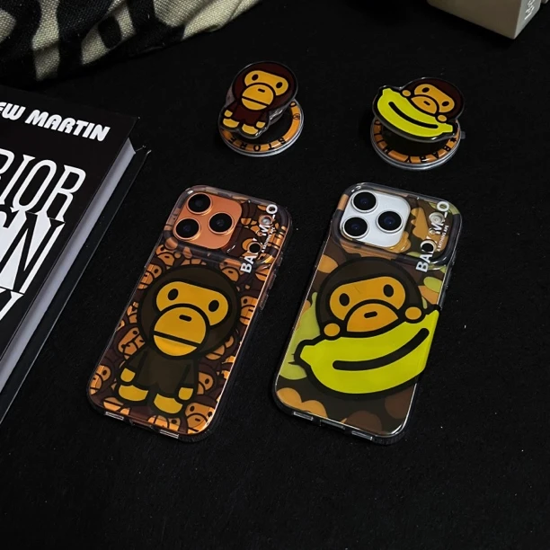 潮牌迷彩小猿猴磁吸适用iphone17promax个性苹果16/17p磁吸手机壳