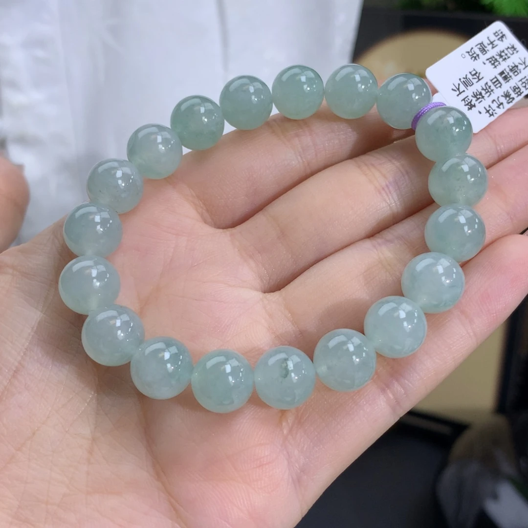 翡翠手链未镶嵌卡10冰胶蓝晴飘花