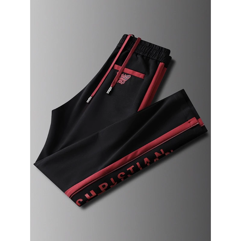 运动裤男士秋季新款轻奢时尚高端弹力撞色拼接修身直筒卫裤休闲裤