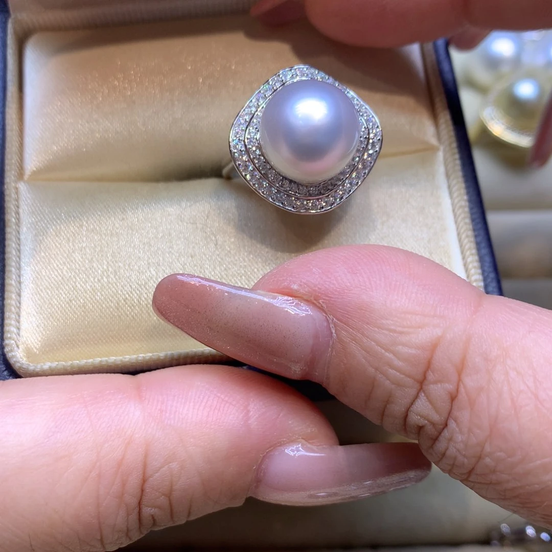 银S925镶嵌戒指海水珍珠