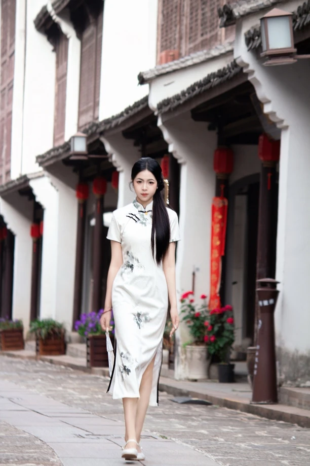 新中式改良素雅旗袍春夏新款少女日常可穿