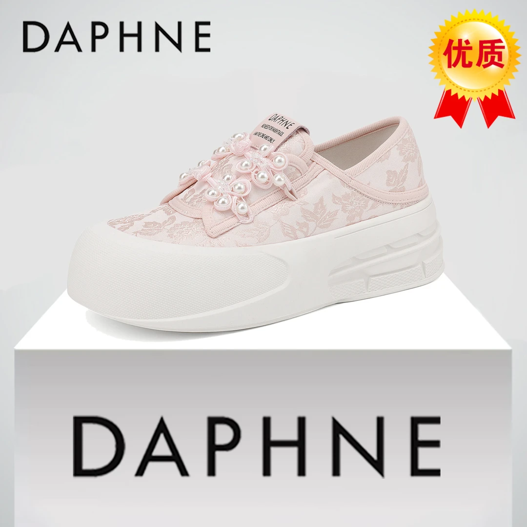 达芙妮品牌休闲板鞋女2025春夏季新款透气网面新中式网红休闲鞋女