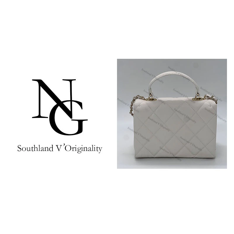 NG/21CM原创私定真皮包1050-手提菱格香-白酱