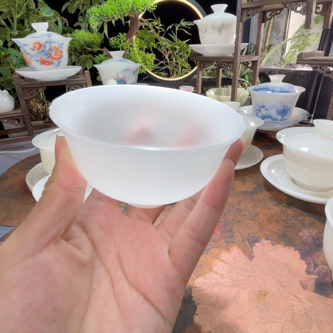 冰晶璞玉素烧花口杯