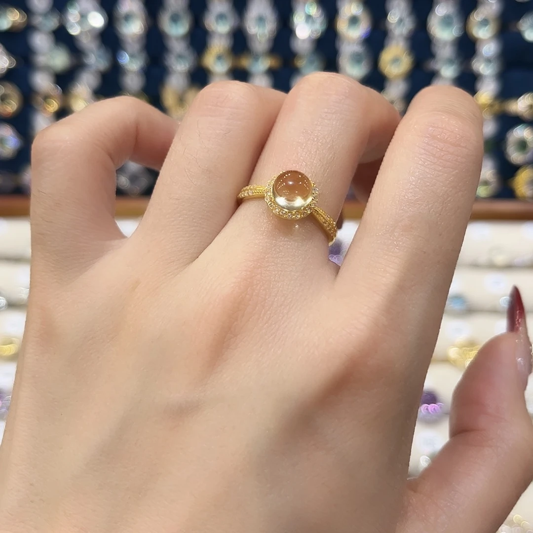 黄晶女款银S925镶嵌戒指