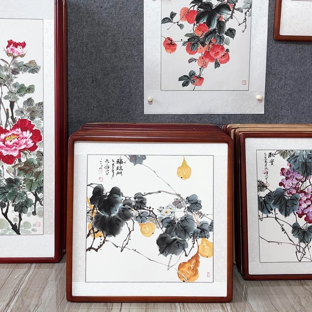 国画书画作品带框63×63