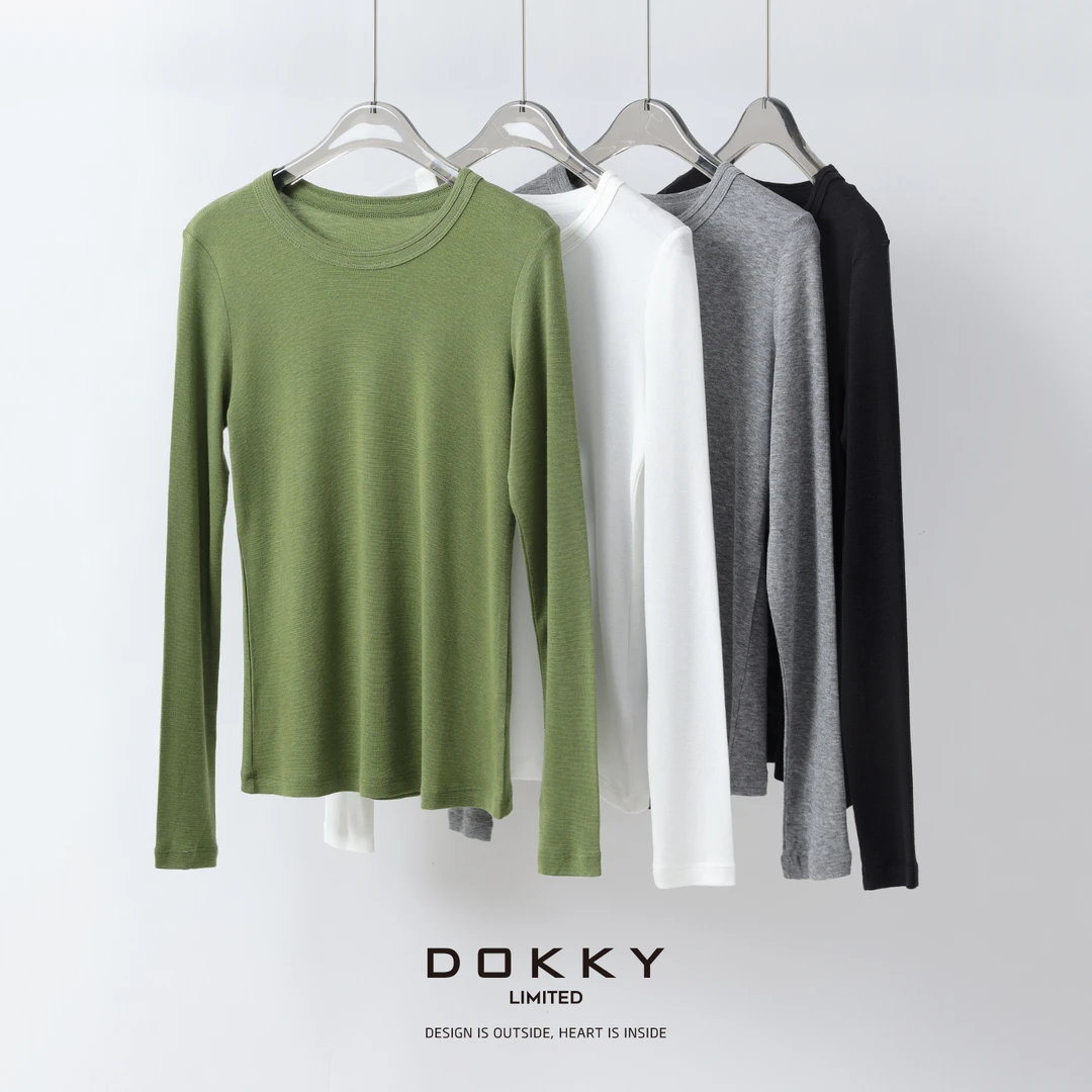 【绿野时髦精】DOKKY天丝羊毛.高弹显瘦.时髦百搭|长袖T恤
