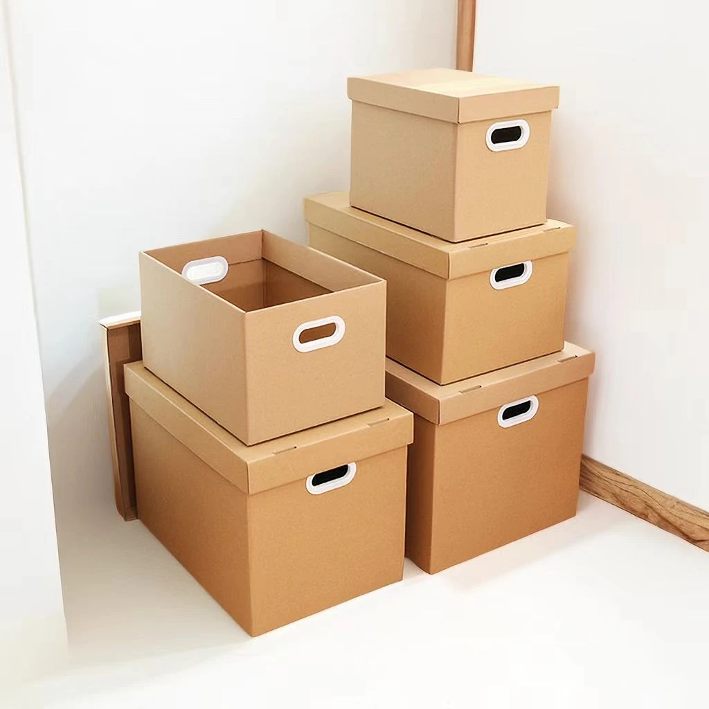 家用纸箱收纳盒牛皮纸带盖收纳箱搬家纸箱装书衣服储物生日礼物箱