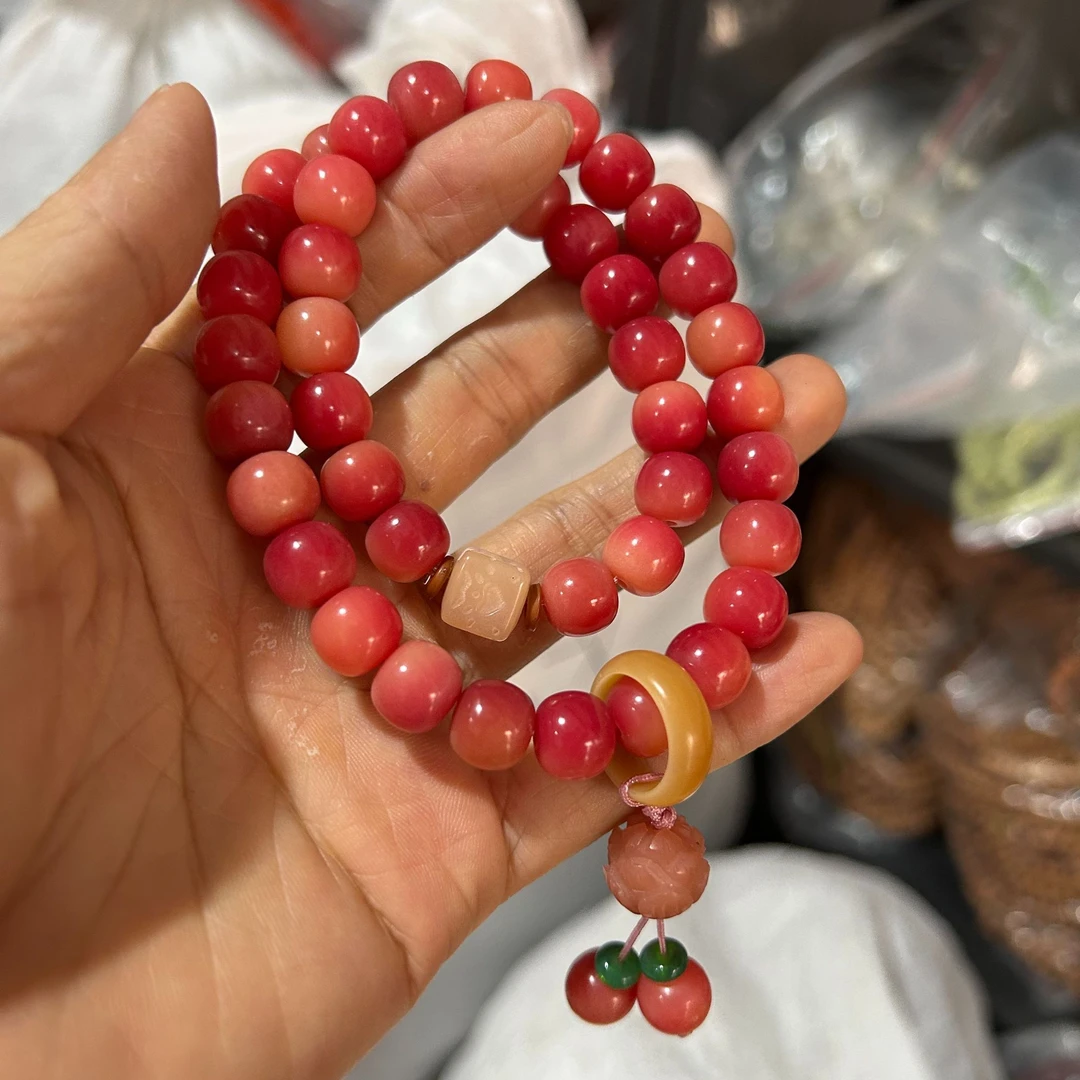 m-am006双色渐变樱桃菩提双圈带跑环手串