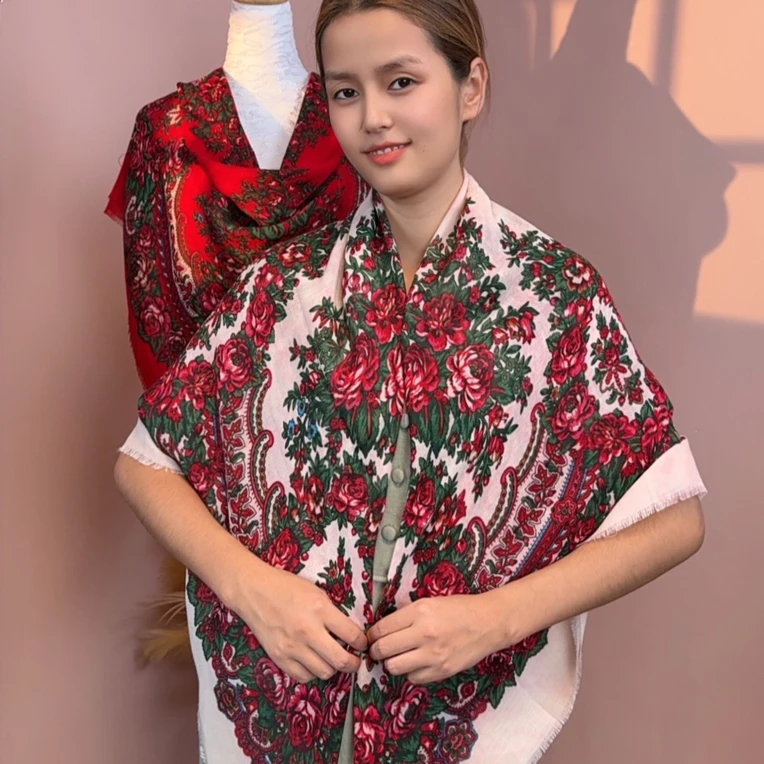 亚麻棉麻披肩新款花型يىڭىلىق يىپىنچا