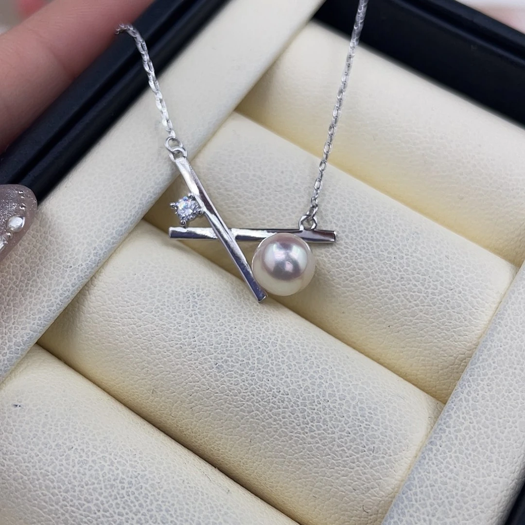 海水珍珠项链银S925镶嵌