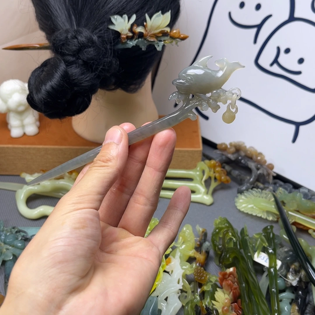 蛇纹石玉合金发饰