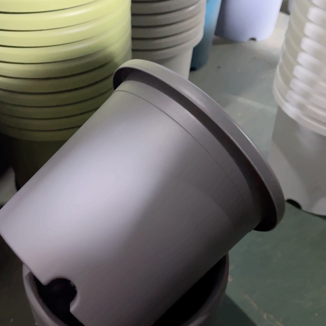 树脂四季盆4#无拖灰黑8