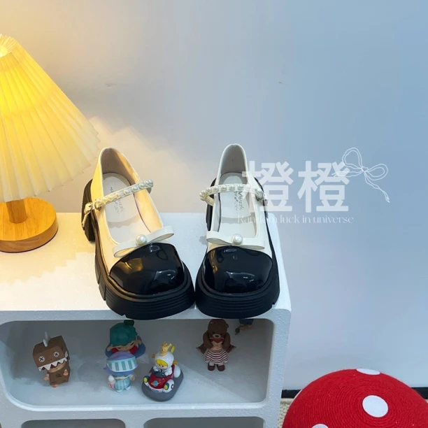 【橙橙—M1】小众百搭圆头珍珠增高软底复古粗跟四季单鞋