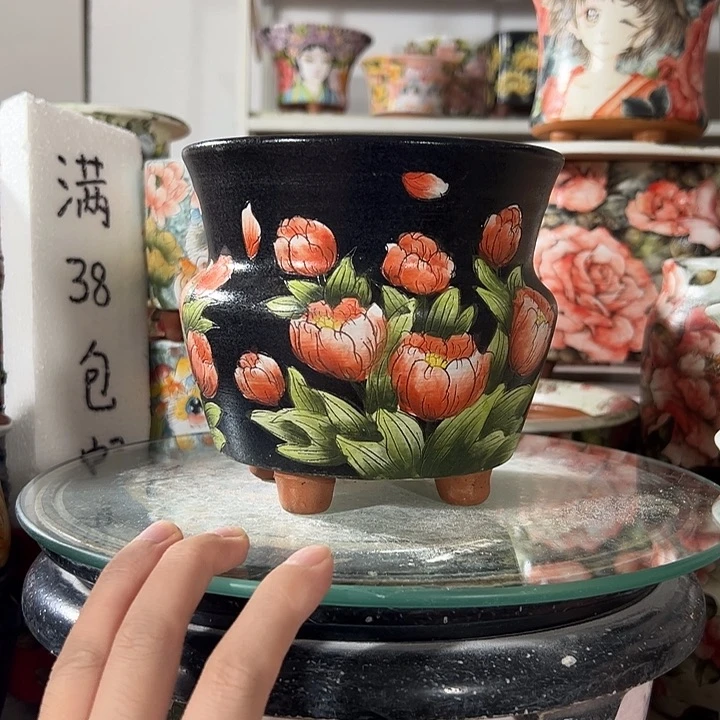 景德镇手绘花盆幸运花盆