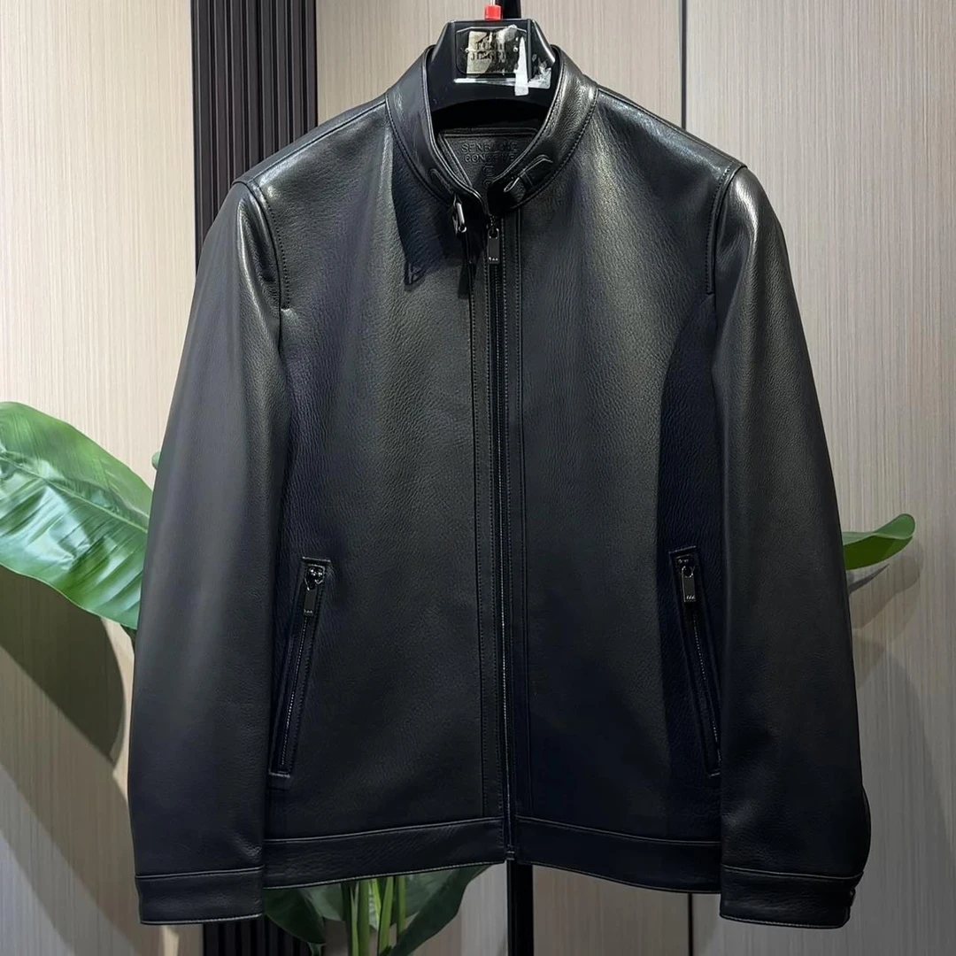 28013海宁真皮皮衣男新款立领拉链山羊皮夹克休闲外套男款春秋