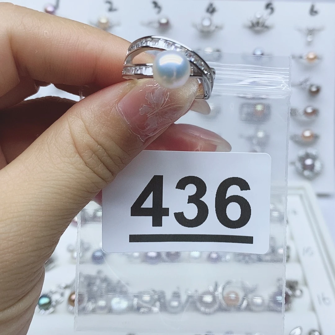 戒指银S925镶嵌淡水珍珠温****e436拍2发1