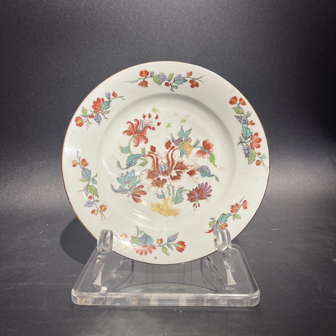 C-A0905157 清早期 粉彩花卉纹赏盘 直径22.8