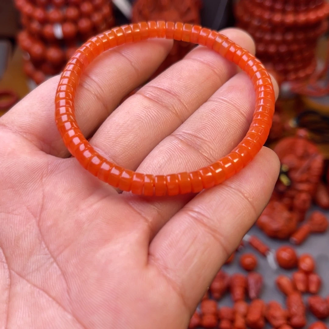 南红玛瑙未镶嵌保山精工直切手串卡5➕