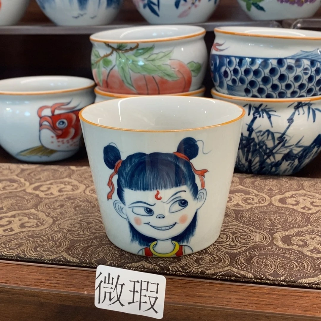 釉下彩老陶泥手工绘制