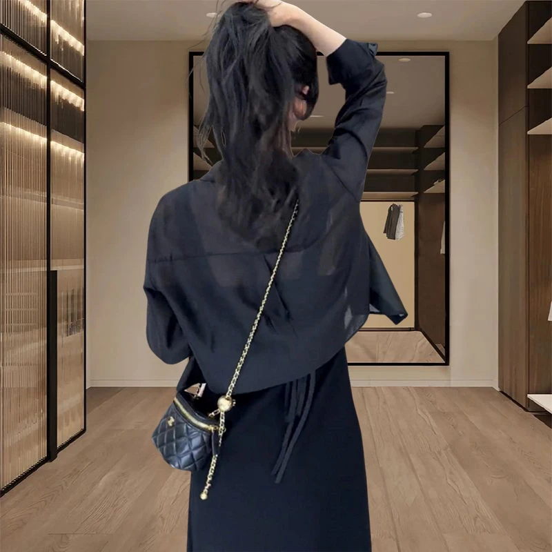 2025新款漂亮小衫女装高级感雪纺防晒衣衬衫配裙子外搭罩衫上衣夏