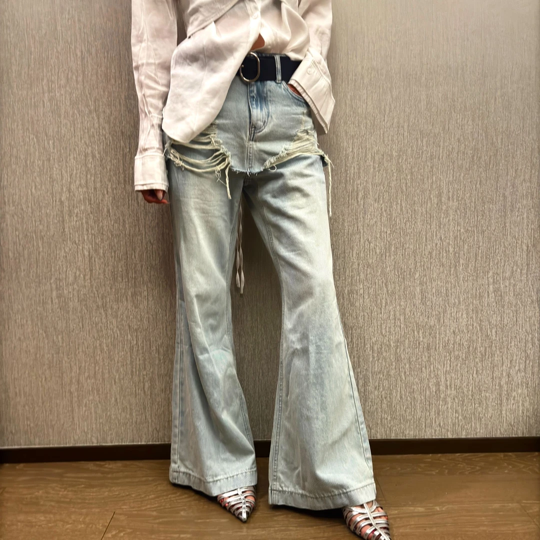 【Yoloo.Met】小众设计师春夏时尚百搭中高腰显瘦修身直筒牛仔裤
