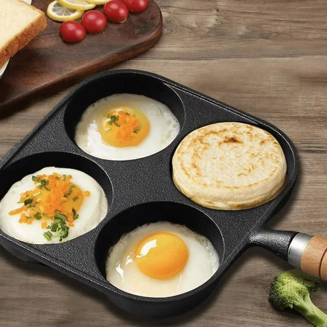 【破价补贴】铸铁四孔煎蛋锅加深鸡蛋汉堡机摸具手柄扣无涂层需