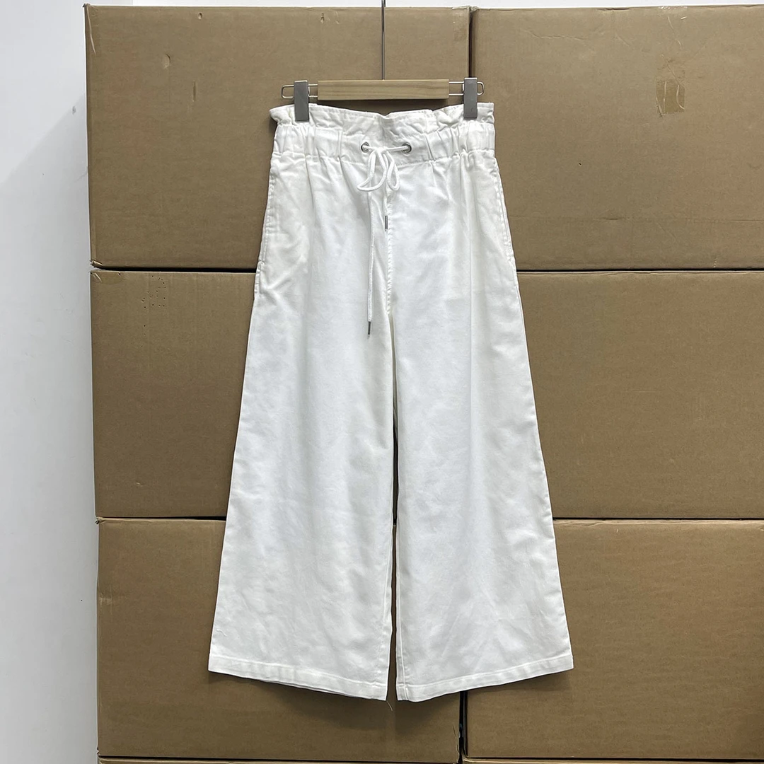 老美订单！！ 小个子！全棉松紧腰围 春秋季偏厚女阔腿显瘦九分裤