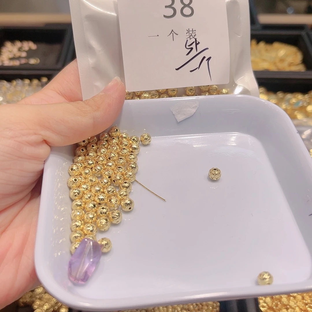 水晶珠宝半成品银S925镀金镶嵌38