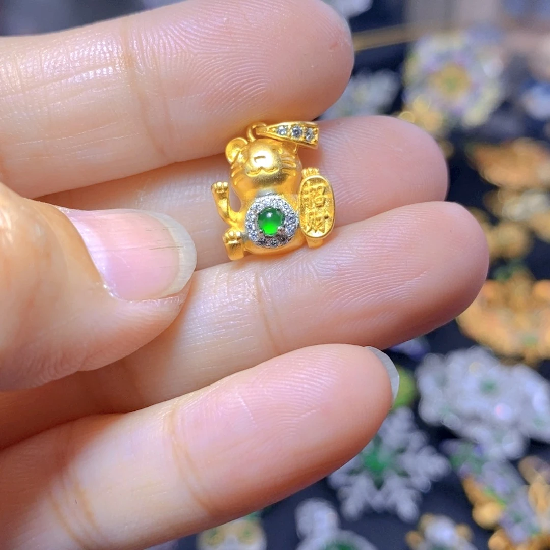 翡翠耳钉银S925镶嵌天然翡翠