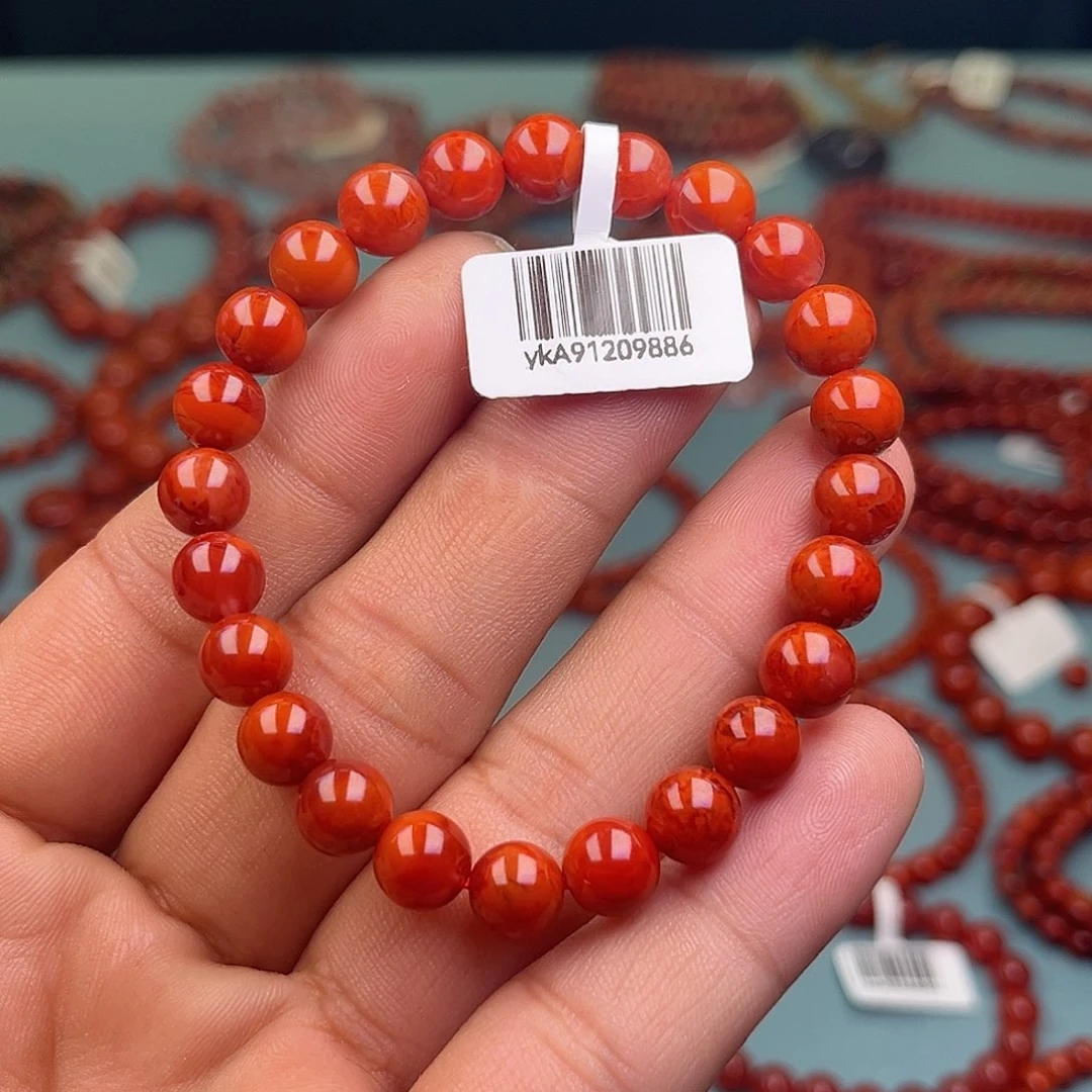 南红玛瑙未镶嵌手链牛血妖火焰卡8