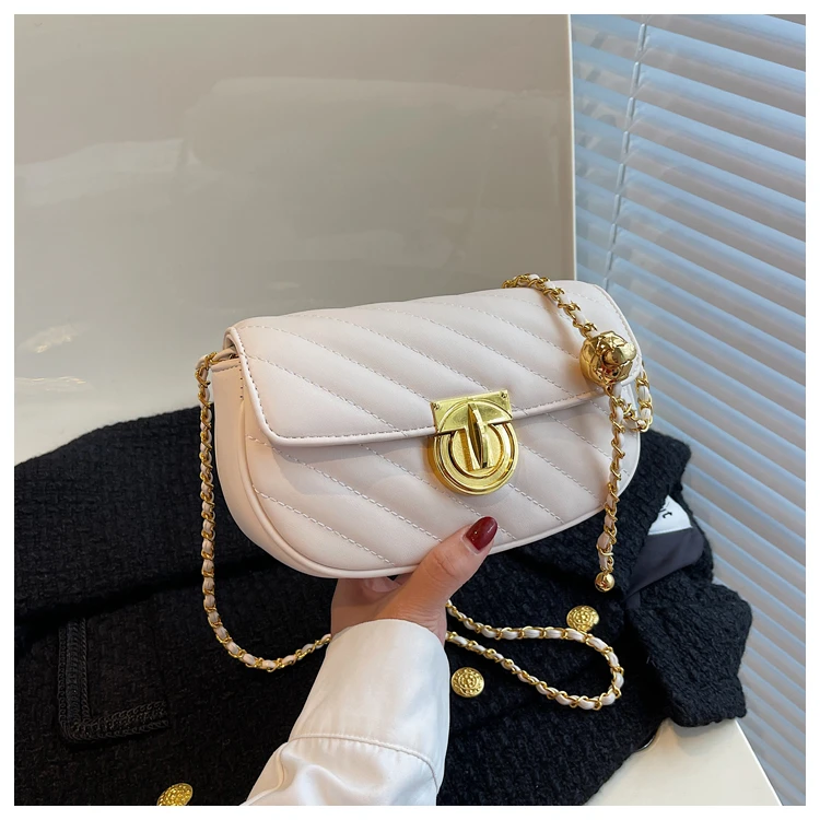 高级质感小金球链条包斜跨包女士单肩包2025春夏休闲包斜挎包女