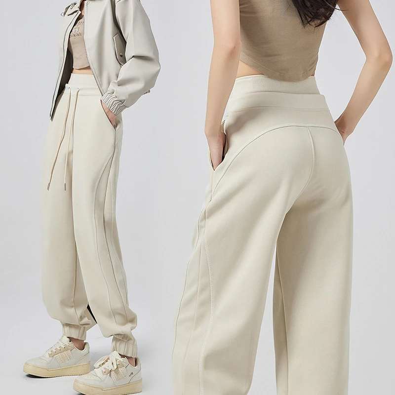 春夏立体臀线宽松卫裤跑步高腰收腹运动休闲裤束脚健身女裤