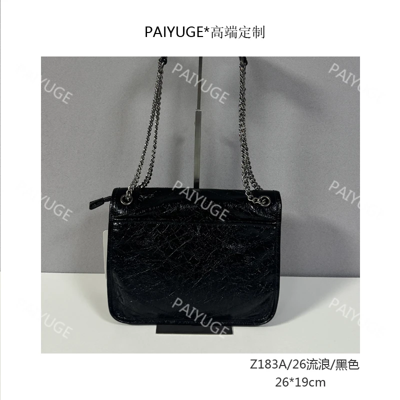 Z183A/流浪26/黑色 Paiyuge高端订制手工女士单肩斜挎手提包1836