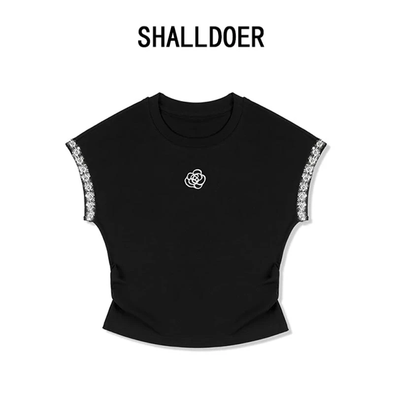 重工法式亮片短袖T恤女2025年夏季新款时尚设计感小众圆领上衣潮