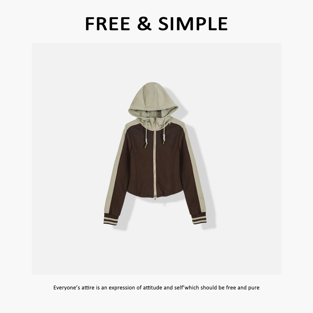 Free&Simple-‘秋意来临’早秋款极简风韩系感’撞色连帽外套-7917