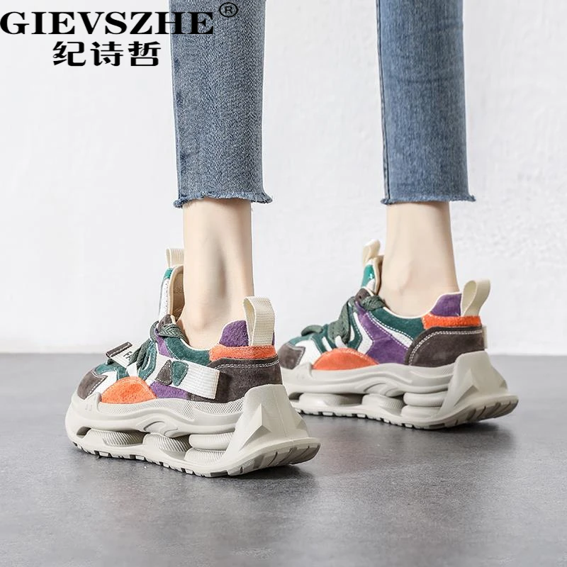 GIEVSZHE纪诗哲2025新款秋冬新款轻便潮流百搭休闲鞋女透气老爹鞋
