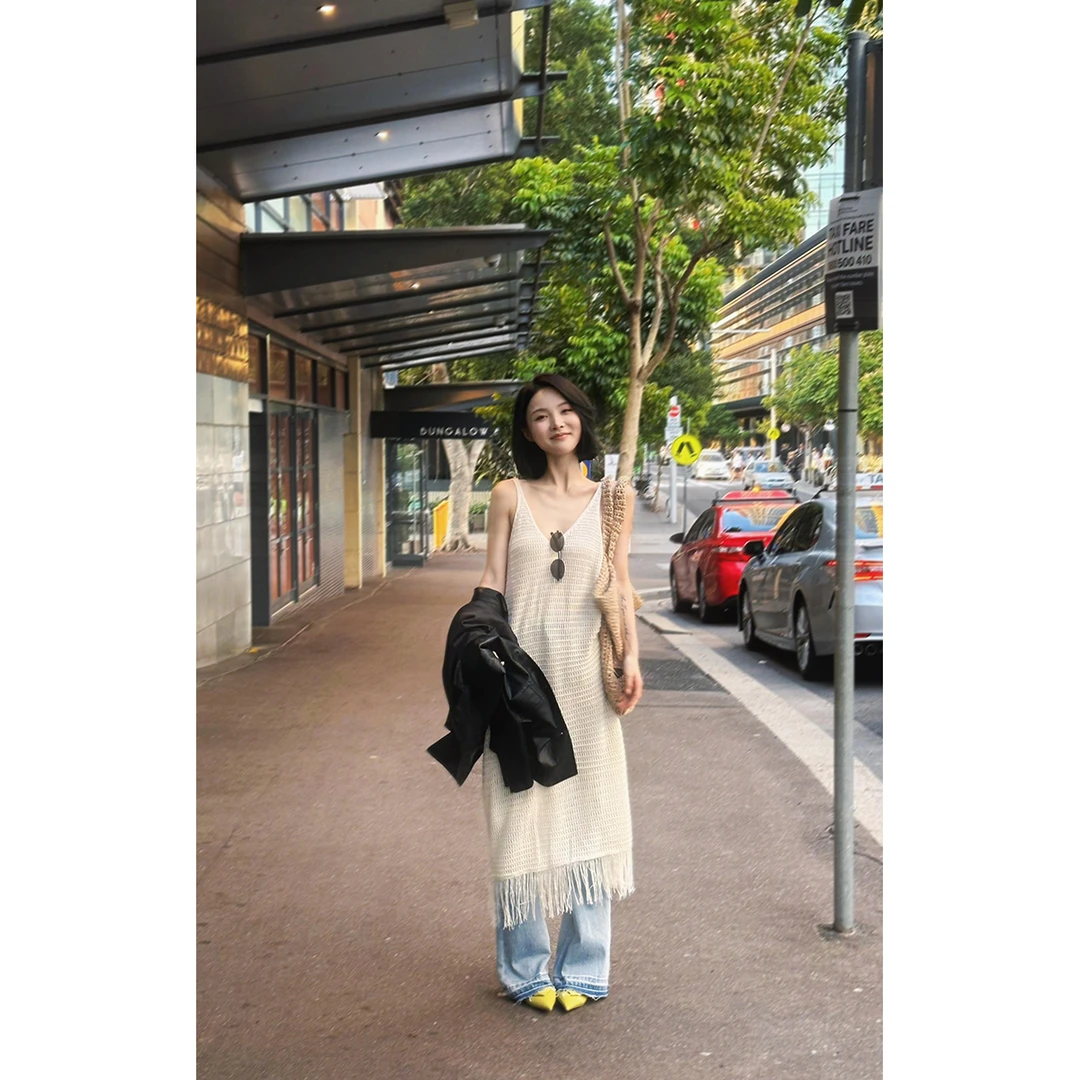 FORNI × YOYO 开春游记 流苏镂空吊带裙气质风时尚百吊带款流苏裙