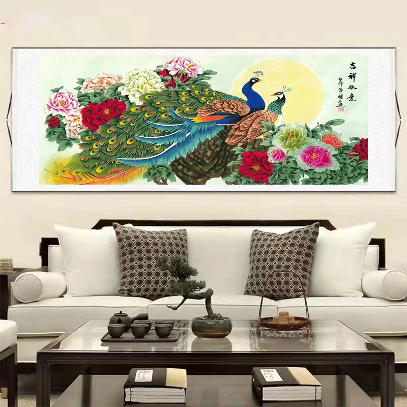 1.8米《吉祥如意》-横幅-客厅床头-花鸟挂画