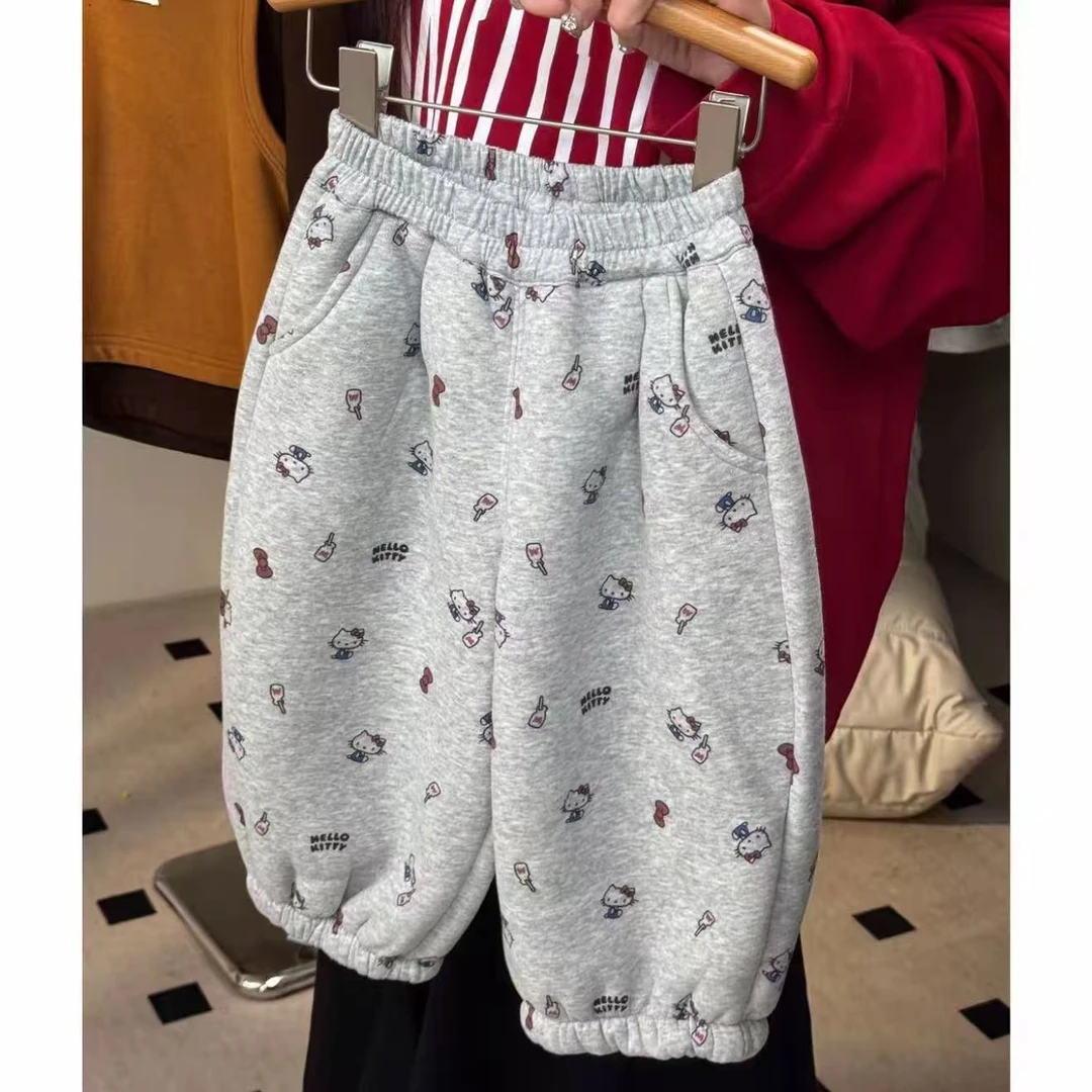 【蒙蒙现货秒发】650克超厚超厚羊驼绒女童冬装可爱卡通猫加绒裤