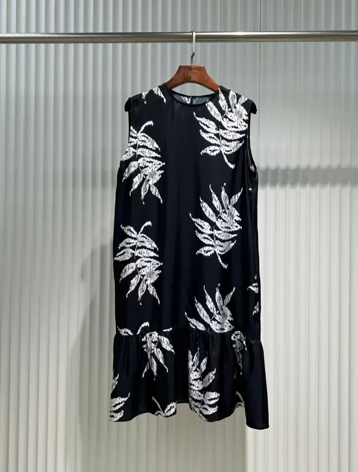 无袖娃娃裙短款真丝