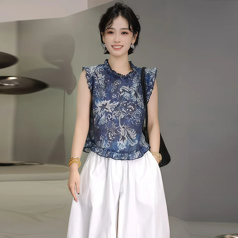 休闲百搭洋气套装女2025年夏季新款设计感无袖背心阔腿裤两件套潮