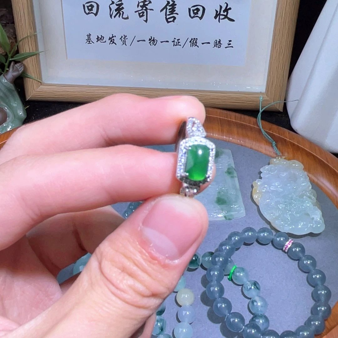 翡翠戒指银S925镶嵌戒指危